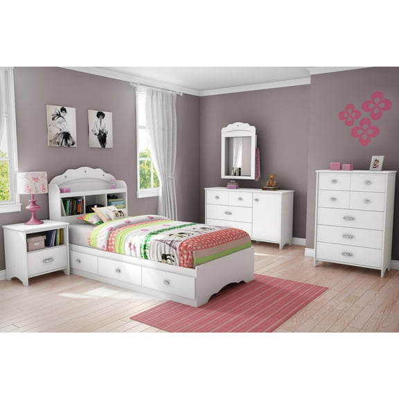 South Shore Tiara, Contemporary Bed, Twin White