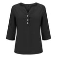 thumbnail image 5 of Summer Cotton Linen Shirts for Women 2026 Casual 3/4 Sleeve Tunic Tops Summer Beach Vacation Fashion T-Shirts, 5 of 6