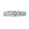 thumbnail image 2 of BERRICLE Sterling Silver Bubble Wedding Rings Bezel Set Round Cut Cubic Zirconia CZ Anniversary Eternity Ring for Women, Rhodium Plated Size 4, 2 of 10