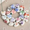 thumbnail image 2 of U8MO 10pcs Flower Patterns Heart Shape 14mm Ceramic Porcelain Loose Beads DIY Jewelry-5# Deep Blue, 2 of 8