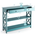 thumbnail image 6 of FONIRRA 3-Tier X-Design Table Versatile Console Table with Drawer and Shelves for Hallway or Bedroom, Turquoise, 6 of 7