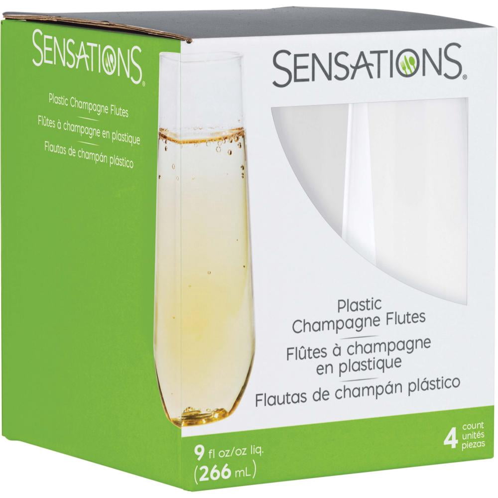 24/Case Bulk Clear 9 oz Plastic Stemless Champagne Flutes