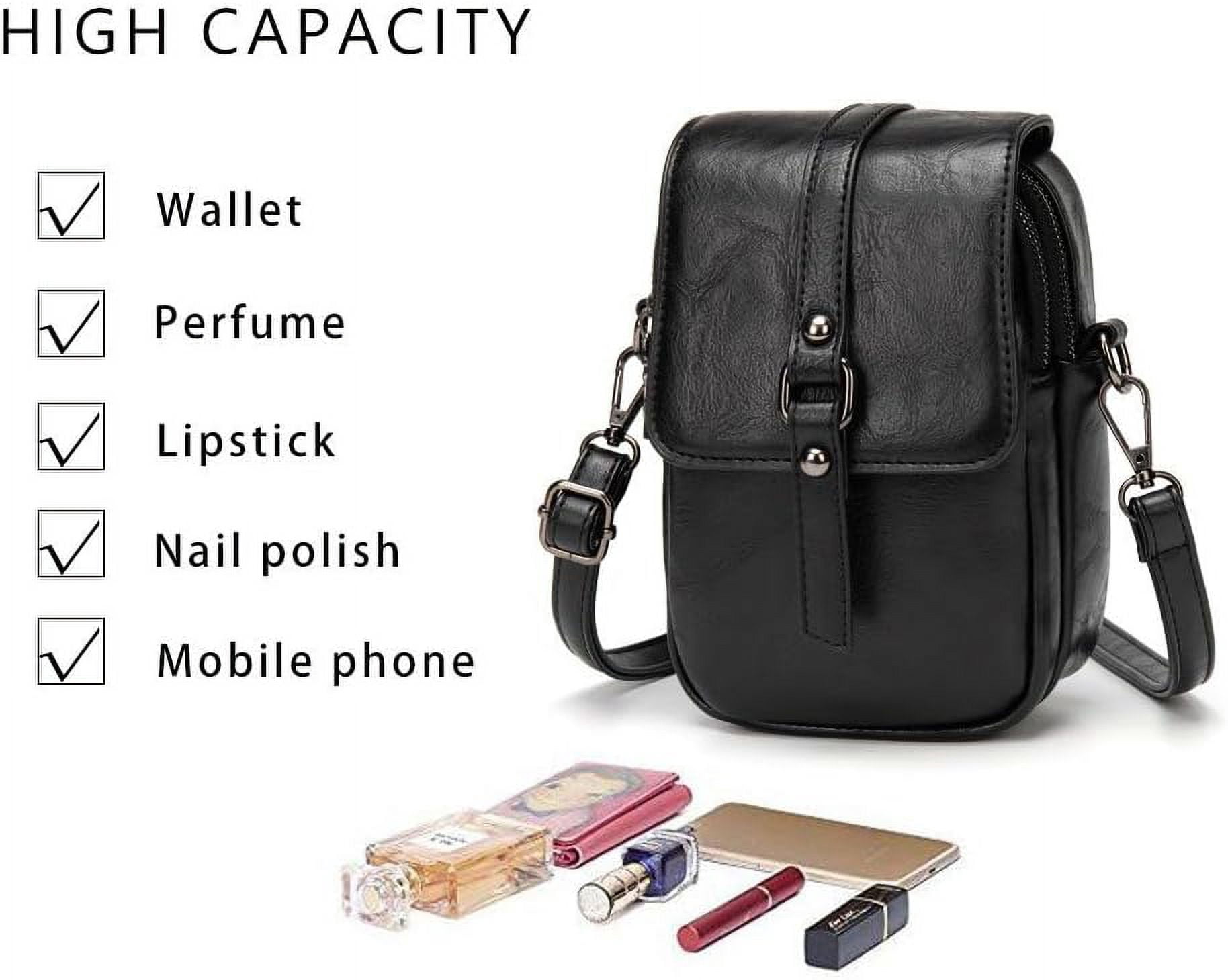 Vintage Crossbody Phone Bag for Women, Small Leather Shoulder Purse and Handbag with Tassel&Rivet Decoration