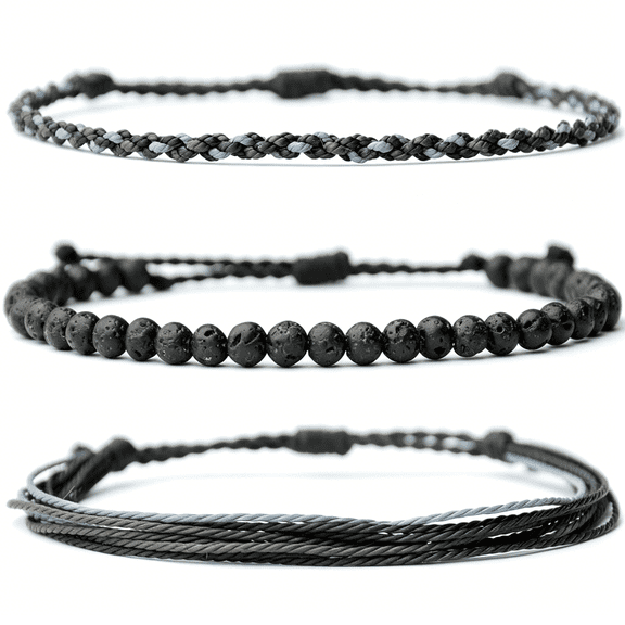 DESIGNICE Handmade Natural Stone Beaded Healing Bracelet Gift for Men Adjustable Rope String Bracelet