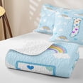 thumbnail image 4 of jejeloiu Kawaii Girls Personalized Gifts Quilt Full For Kids,Rainbow Heart Initial J Art Full Bedspread Sets,3-Piece, 4 of 7