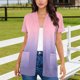 thumbnail image 1 of TaTaai Women Spring Summer Ombre Print Short Sleeve Cardigan Casual Loose Open Front Tops With Functional Pockets Soft Comfy Fashion Daily Wear Blouse Gift, 1 of 5