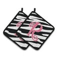 thumbnail image 1 of Caroline'S Treasures Monogramme Initial R Zèbre Rayé & Rose Paire de Supports de Pot Cj1037-Rpthd 7.5Hx7.5W Multicolore, 1 of 1