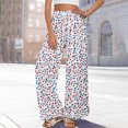 thumbnail image 5 of WTOBBY Women's Summer Boho Palazzo Wide Leg Pants with Floral Printing High Waist Elastic Drawstring and Functional Pockets for Casual Comfort ,Wine XL, 5 of 7
