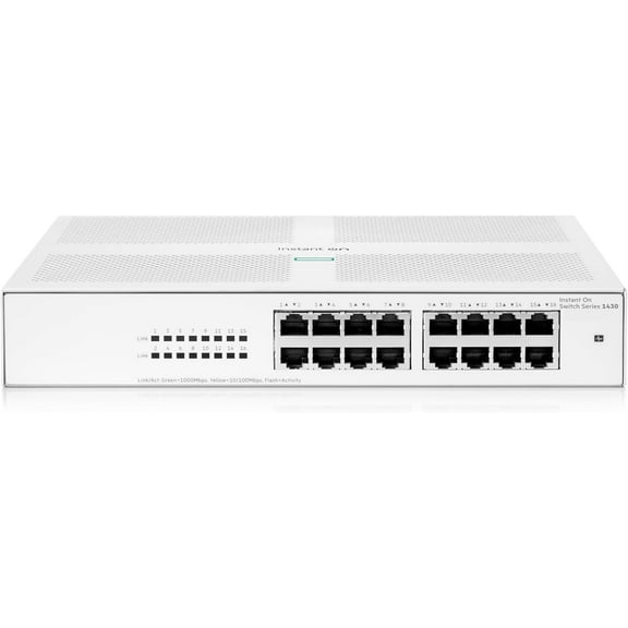 Restored Aruba R8R47A Instant On 1430 16-Port Gigabit Unmanaged Switch High-Speed Ethernet Networking, Plug-and-Play (Refurbished)