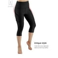 thumbnail image 5 of GustaveDesign High Wais Yoga Capri Leggings With Pockets, Fitness Athletic Capri Pants Workout Tummy Control Yoga Pants Running Sports (Black, 3XL), 5 of 11