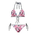thumbnail image 4 of Suhoaziia Vintage Flower Butterfly Women Bikinis Two Piece Set Cheeky Backless Swimsuit Coverup with Adjustable Straps,Elastic Lightweight Beachwear Size S, 4 of 6