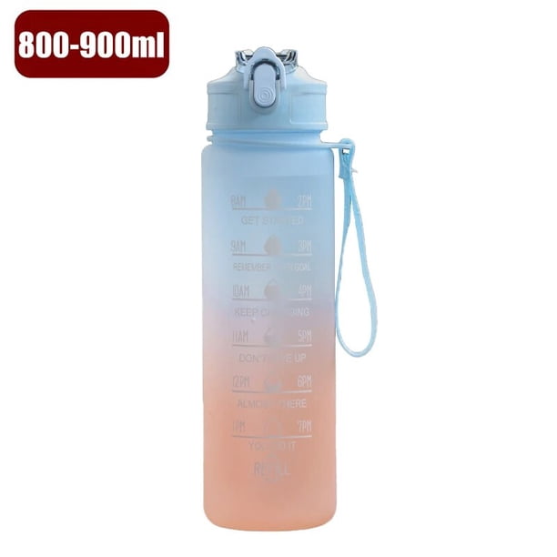 Botella de agua de 1000ML con pajita, botella de agua deportiva motivacional para niñas, botellas para beber a prueba de fugas, jarras de Fitness para viajes al aire libre
