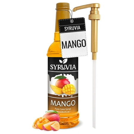 Syruvia Mango Syrup Pure Cane Coffee Flavoring Syrup, 25.4 fl Oz With Pump