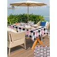 thumbnail image 4 of Outdoor Tablecloth with Umbrella Hole and Zipper, Valentine's Day Rectangle Table Cloth 52x70 Inch Waterproof Tablecloth, Pink Bows Shining Stars Farmhouse Plaid Picnic Table Cover for Patio Camping, 4 of 7