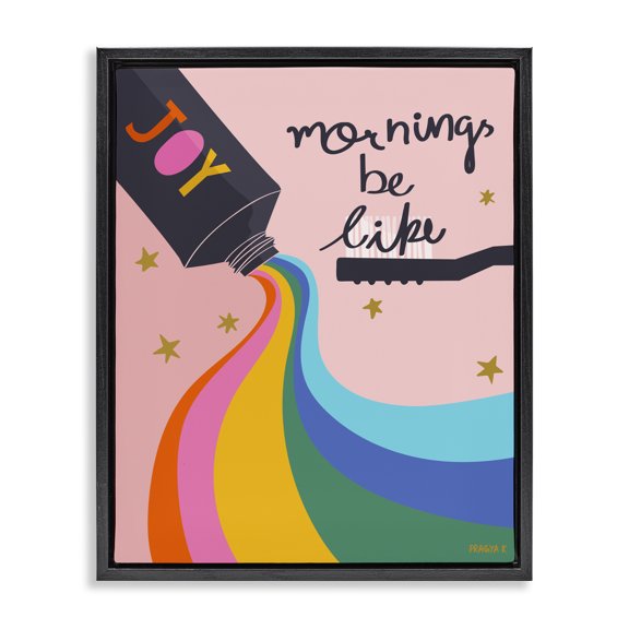 Stupell Industries Contemporary Mornings Be Like Bathroom Black Floating Frame Canvas Art, 25 x 31, by Pragya Kothari