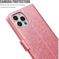 thumbnail image 4 of ZUKKASHAN Wallet Case for iPhone 15 Pro, Glitter PU Leather TPU Bumper Card Holder Kickstand Wrist Strap Inlaid Heart Diamond Flip Folio Cover for iPhone 15 Pro, 4 of 4