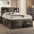 thumbnail image 2 of Bowery Hill Transitional Design Queen Size Bed with Storage, Headboard Bookcase in Gray Oak, 2 of 6