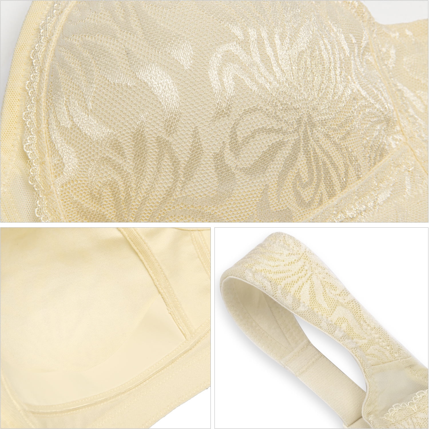 Deyllo Women's Non Padded Wireless Bras Plus Size Full Coverage Minimizer Bra, Beige 36G