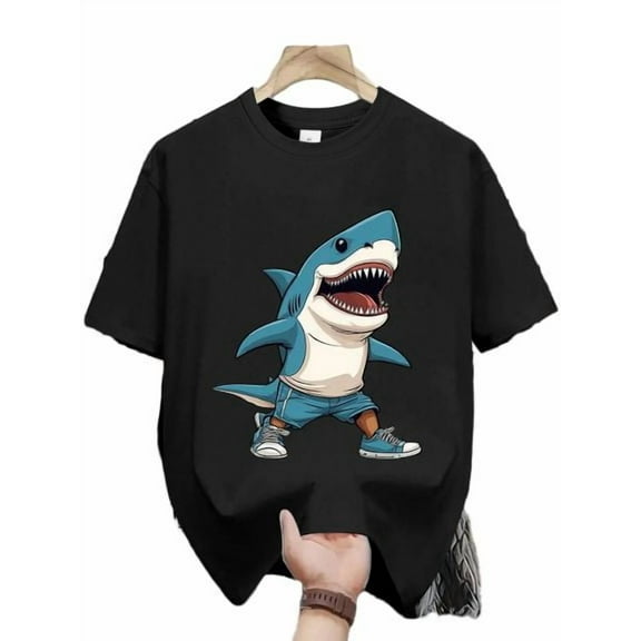 Big Boys Summer T-shirt 8Y,9Y,10Y,11Y,12Y Cool Shark Street Style Red Tee