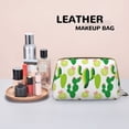 thumbnail image 4 of Cactus Pattern cartoon Makeup Bag, Large Capacity Travel Cosmetic Bag for Women Girls- Travel Toiletry Bag Leather Portable Waterproof Makeup Case Organizer with Handle, 4 of 4