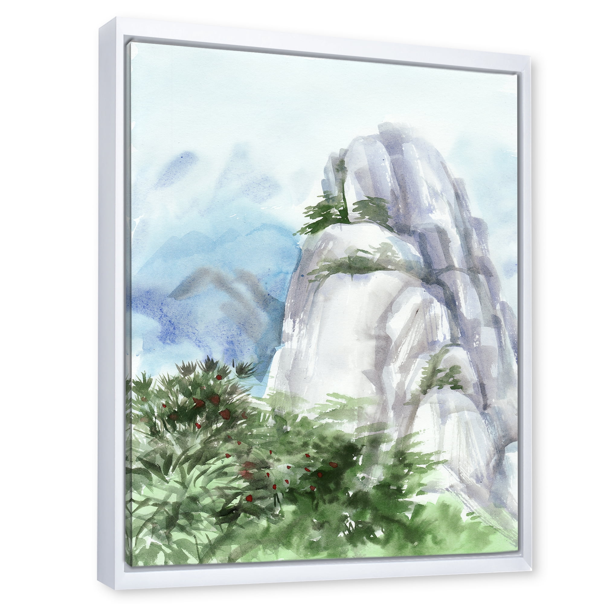 Designart 'The Clouds Over Mountain Top' Traditional Framed Canvas Wall Art Print