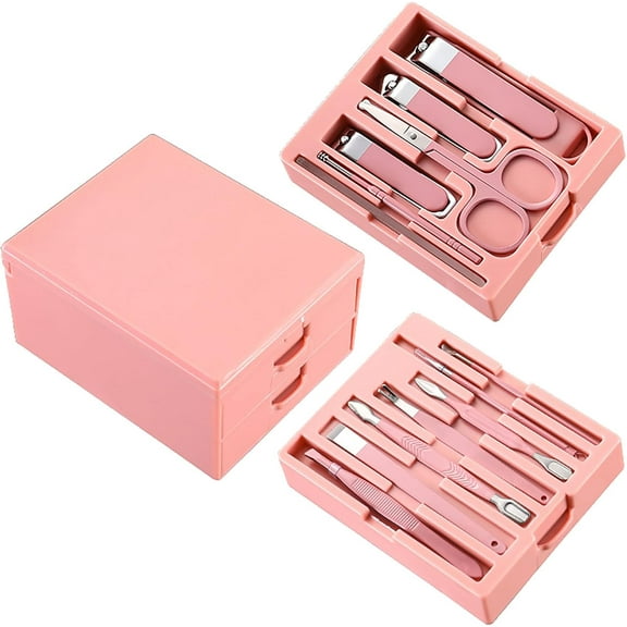 13-in-1 Nail Clipper Set Splash-Proof Nail Clippers Tweezers for Trimming Fingers and Toes Professional Beauty Trimming Tool with Double-Layer Sliding Drawers and Built-in Makeup Mirror