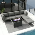 thumbnail image 4 of LayinSun 7 Pieces Aluminum Patio Furniture Set, Modern Modular Sectional Sofa with Fire Pit Table and Upgrade Thickness Cushion, 4 of 8