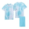 thumbnail image 2 of HOMADLES Boys Sets 2 Piece Print Tee and Elastic Short Outfits Light Blue 11 T, 2 of 4