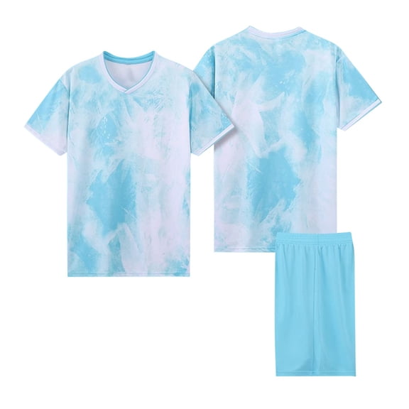 Miqool Kids Tie Dye Short Sets Summer 2 Piece Active Outfits Short Sleeve T-Shirt and Gym Shorts Activewear for Boys Girls (4-14)