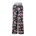thumbnail image 5 of Womens Pants Comfy Casual Pajama Floral Print Drawstring Lounge Wide Leg Pants Women, 5 of 8