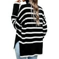 thumbnail image 4 of EFINNY Women's Striped Sweater Turtleneck Knitted Pullover Casual Autumn Winter Long Sleeve Sweater, 4 of 7