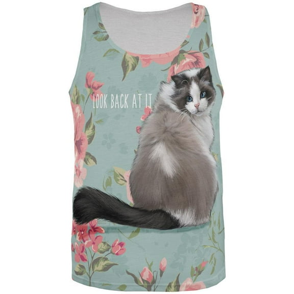 Look Back Cat All Over Adult Tank Top - Small