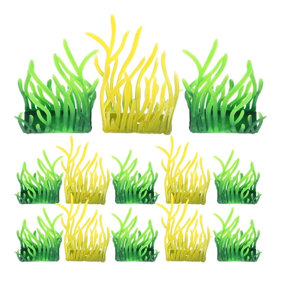 STRANDCHIC 100Pcs Green Artificial Fish Tank Grass Tufts Realistic Plastic Aquarium Model for Scenery