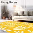 thumbnail image 2 of ODIKA 6'x9' Machine Washable Non-Slip Area Rug, Botanical Leaf with Gentle Swirl Embellishments High Traffic Rug with Pad, Yellow, 461763, 2 of 8