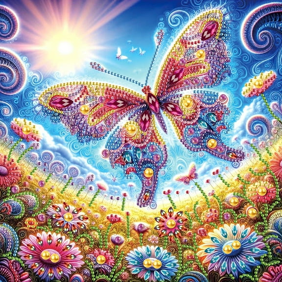 5D DIY diamond art painting kit, colourful butterfly special shape diamond canvas, namely can relieve stress and relax and can be used for home wall decoration