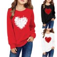 thumbnail image 2 of Qingpeng Boys Girls Valentines Day Sweatshirts Kids Valentine's Heart Print Shirt Crewneck Long Sleeve Cotton Casual Outfits Tops, 2 of 4