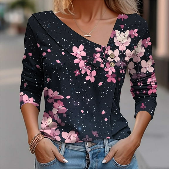 Women's 2025 Fashion Tops 3/4 Length Sleeve Business Casual Blouses Summer Tees Shirts Multicolor M