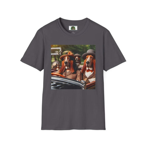 Mr and Mrs Basset Hounds with Puppy Unisex Softstyle T-Shirt