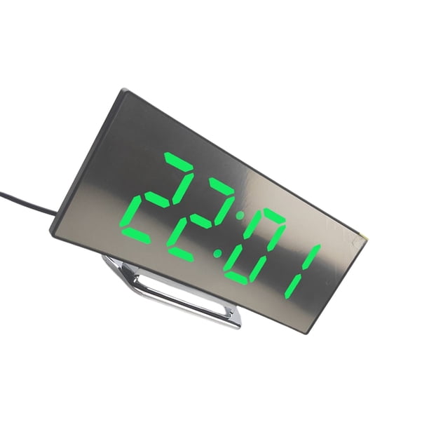 Matsuzay Reloj despertador LED con función de repetición de espejo Digital, relojes con soporte de Base, decoración del hogar, luz de carácter Electrónica verde
