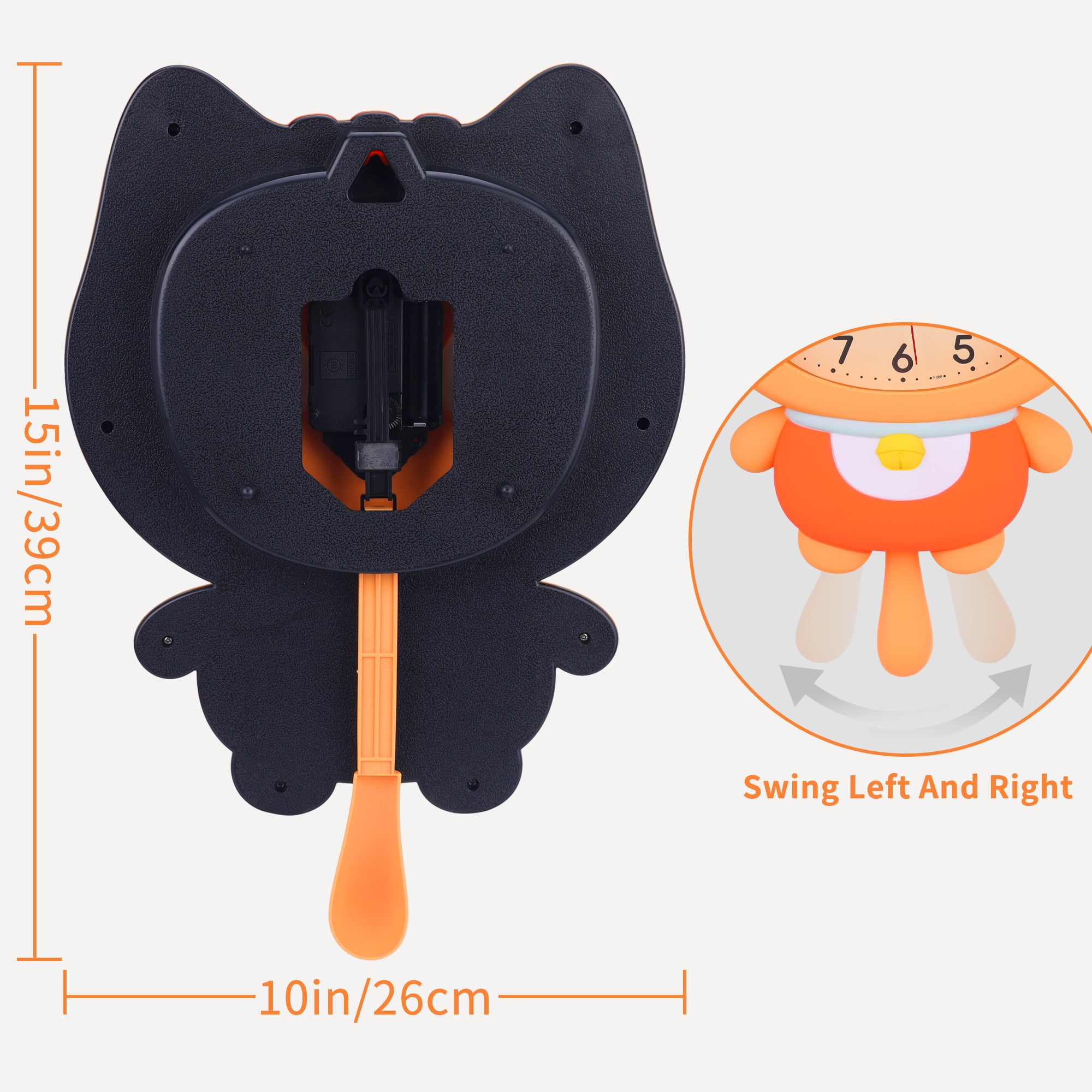 Unique Bargains 1pc Cartoon Cat Mechanism Wall Clock for Home 15" x 10" x 2.4" Pink