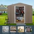 thumbnail image 3 of 8ft x 10ft Outdoor Metal Storage Shed with Metal Foundation,with Window,Grey, 3 of 8