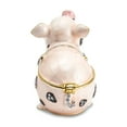 thumbnail image 5 of Luxury Giftware by Jere Pewter Bejeweled Crystals Gold-tone Enameled PETUNIA Spotted Pig Trinket Box with Matching 18 Inch Necklace QBJ4073, 5 of 8