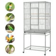 thumbnail image 4 of Alden Design 54" Metal Rolling Bird Cage with Detachable Stand, Light Gray, 4 of 10