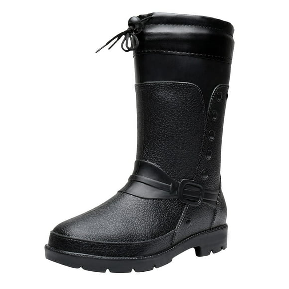 XZNGL Rain Boots Short for Women Water Shoes Men Short Tube Non-Slip Waterproof Shoes Rain Boots Plush Warm Fishing Shoes