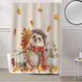 thumbnail image 5 of Fabric Shower Curtain Fall Animal Thanksgiving Pumpkin Hedgehog Leaves Linen Shower Curtains with 12 Hooks Waterproof Machine Washable Bath Curtains for Bathroom, 72 x 84in, 5 of 6