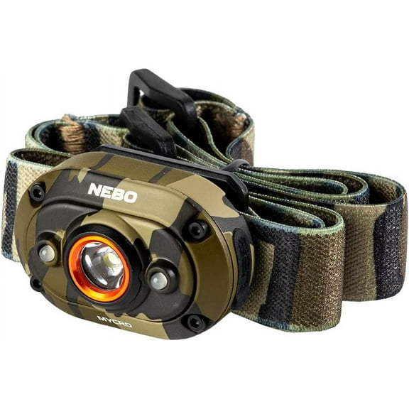 NEBO MYCRO Green Camo USB Rechargeable, Adjustable LED Headlamp & Cap Light, IPX4 Water Resistant