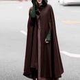 thumbnail image 2 of Hfyihgf Womens Gothic Hooded Open Front Poncho Cape Coat Winter Wool Blend Maxi Outwear Jacket Cloak Wine S, 2 of 8