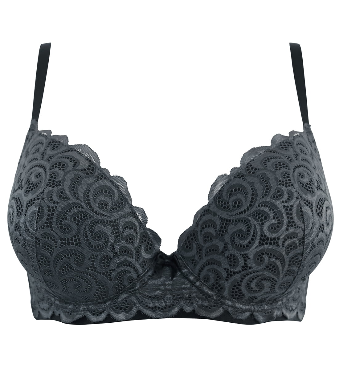 Black 42 H / 42H Underwire Molded Cup Lace Accents Balconette Bra ADORE ME  on eBid United States