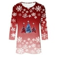 thumbnail image 6 of Craaazy Christmas Shirts for Women 3/4 Length Gifts Sleeve Tunic Blouses Xmas Tree Cute Print Tops Crew Neck Christmas prints Blous es, 6 of 6