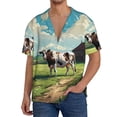 thumbnail image 1 of Balery Prairie Pasture Cow Camisa Casual de Manga Corta con Botones para Hombre, Texturizada, Estilo Cubano, para Playa, Verano-Small, 1 of 5